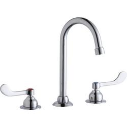 Two Wristblade Handle Deck Mount Service Faucet in Polished Chrome