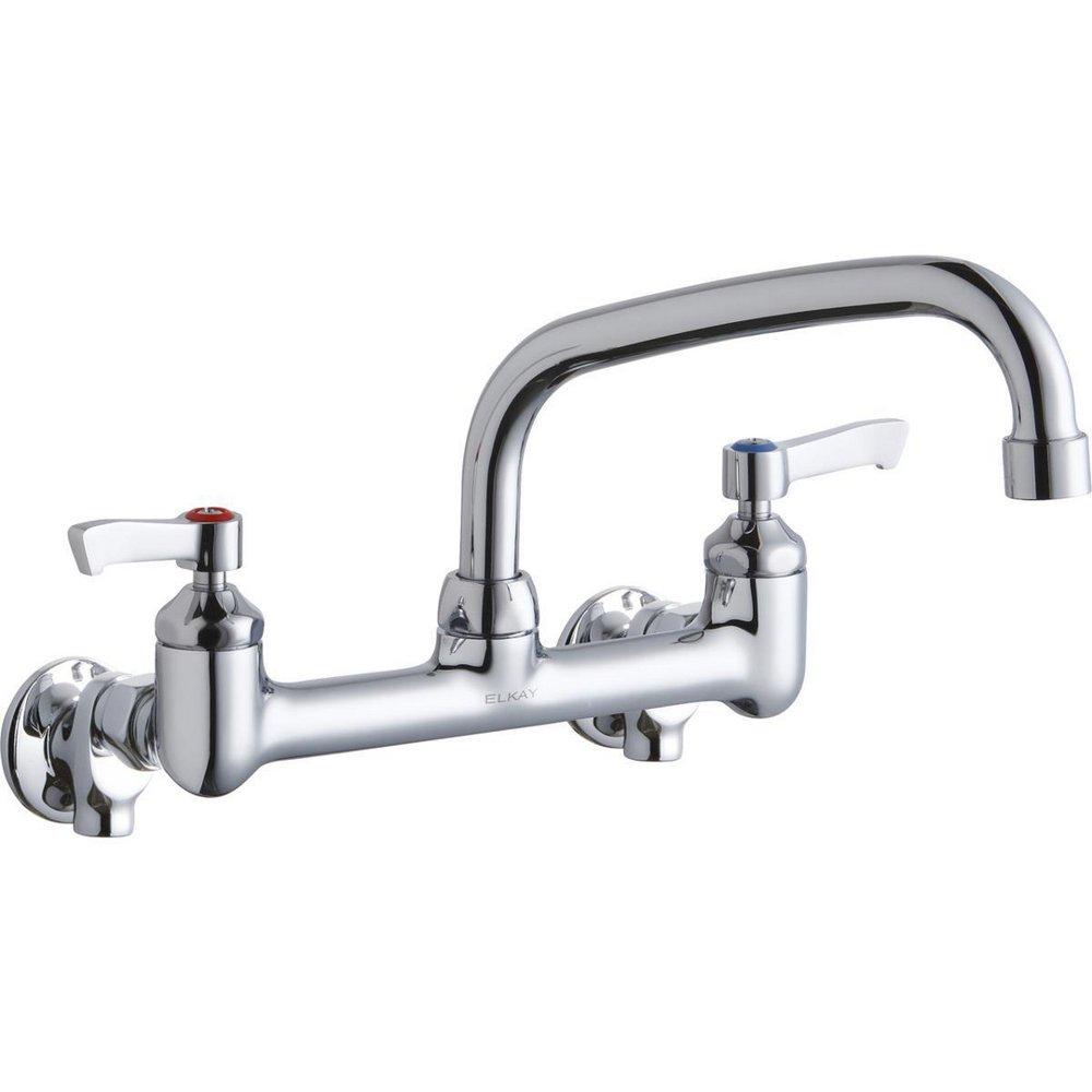 Elkay Polished Chrome Two Lever Handle Wall Mount Service Faucet 