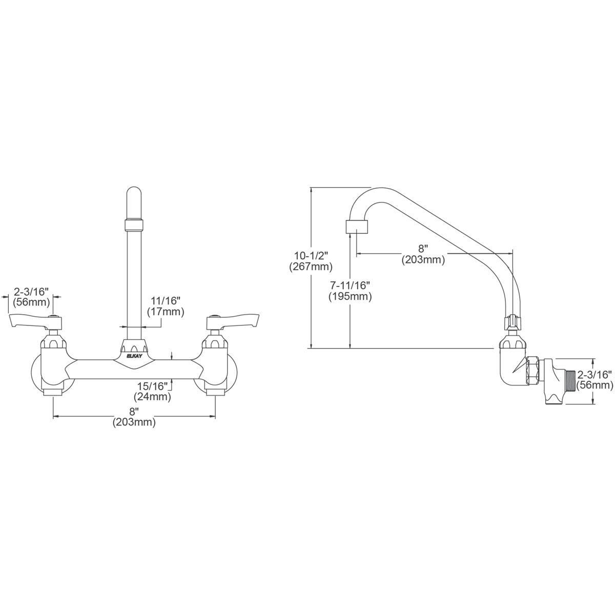 Elkay Chrome Sink Faucet with Double Lever Handle 