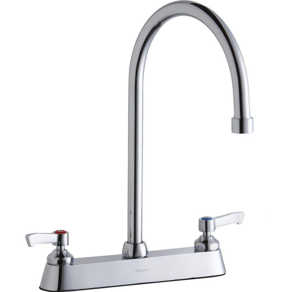 Elkay Polished Chrome Two Lever Handle Deck Mount Service Faucet 
