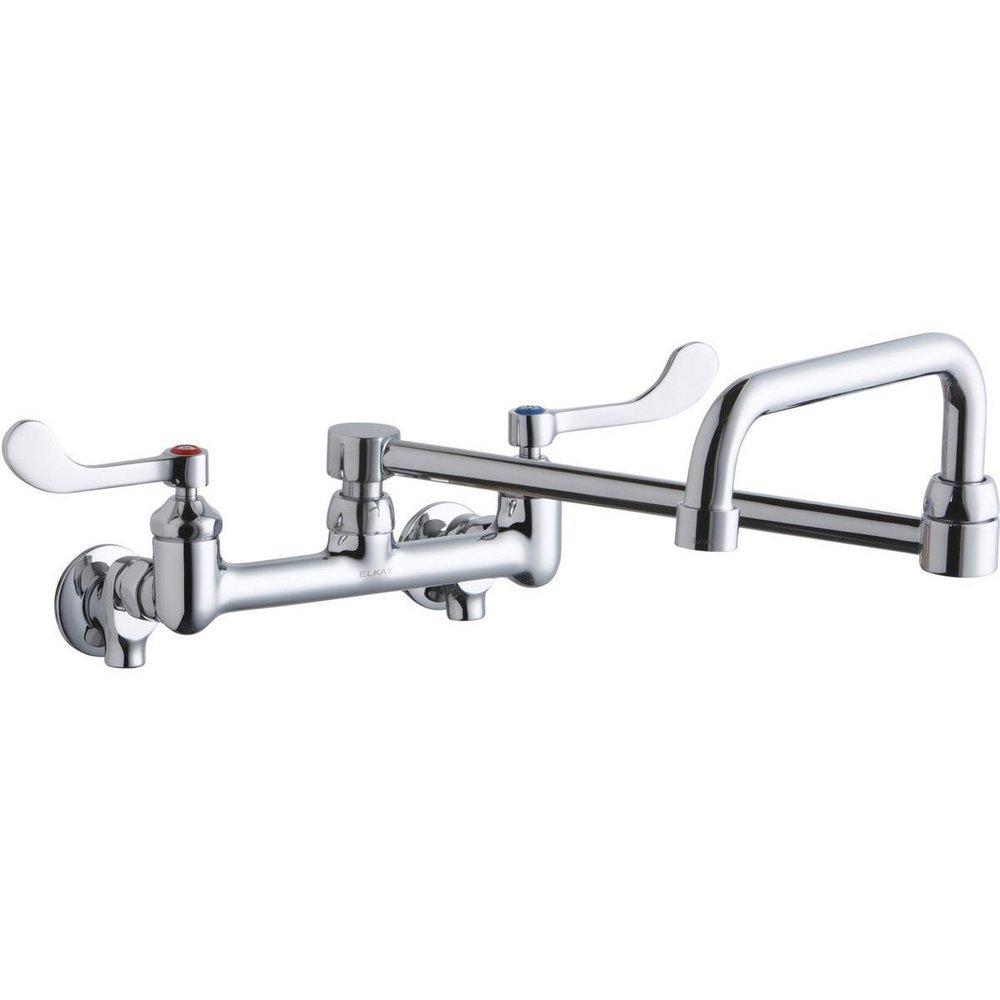Elkay Chrome 2.2 gpm Double Lever Handle Wall Mount Commercial Swing Faucet 