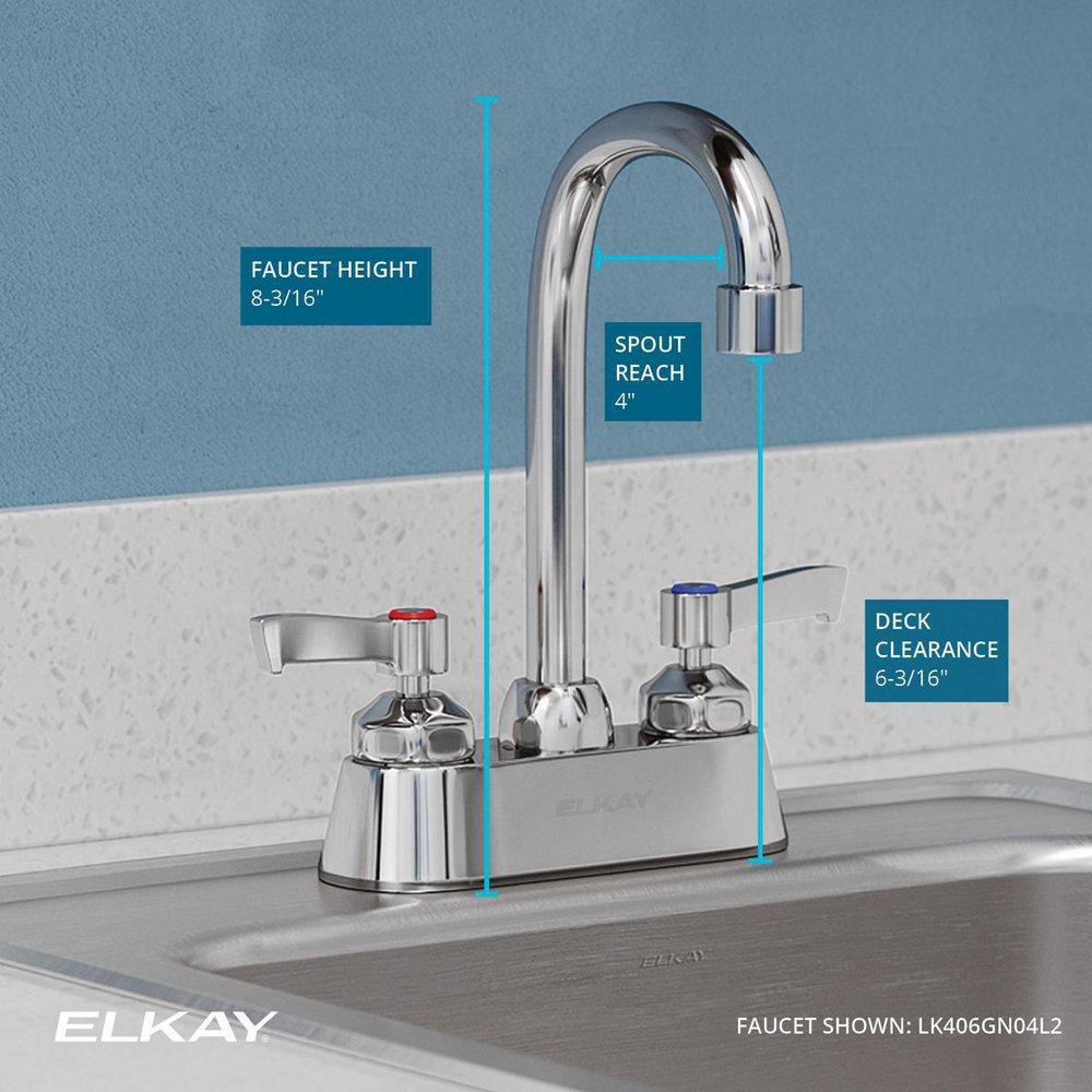 Elkay Chrome 2.2 gpm Double Lever Handle Deckmount Commercial Faucet 