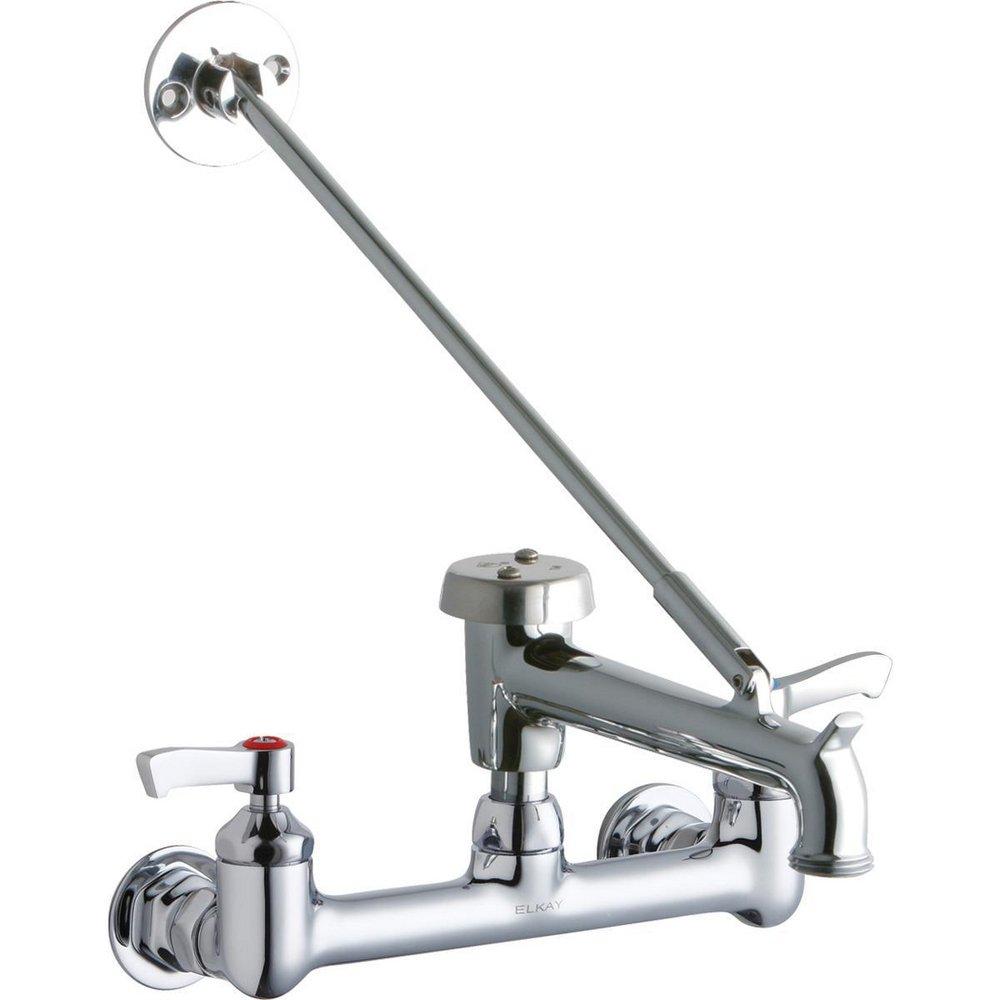 Elkay Polished Chrome Two Handle Lever Wall Mount Service Faucet 