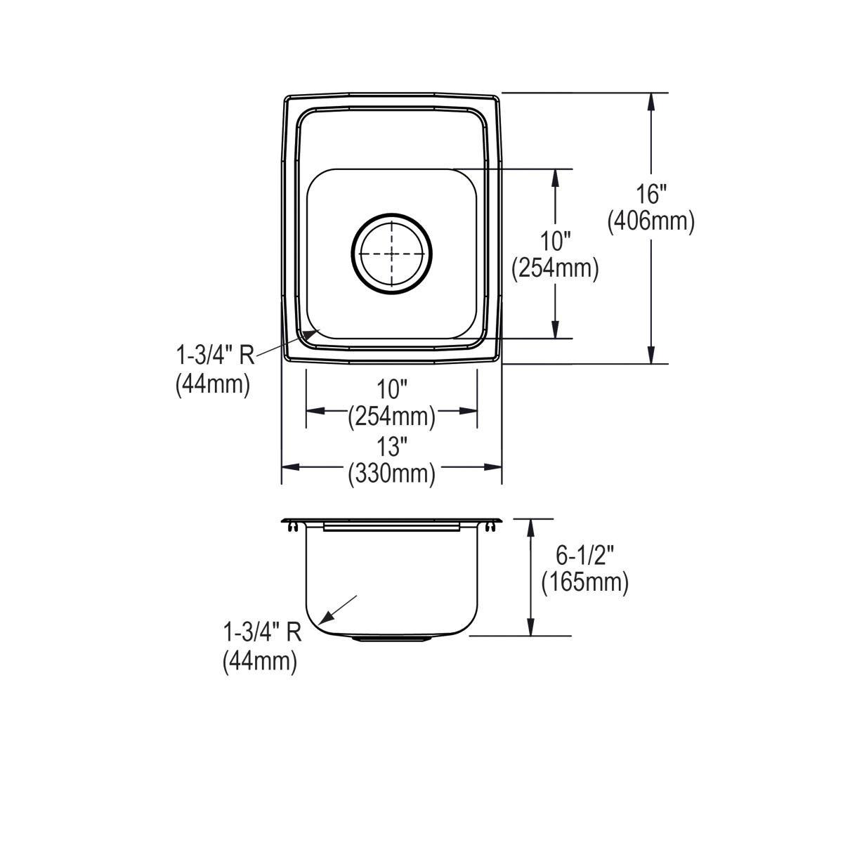 Elkay Lustrous Highlighted Satin Single Bowl Top Mount Bar Sink 