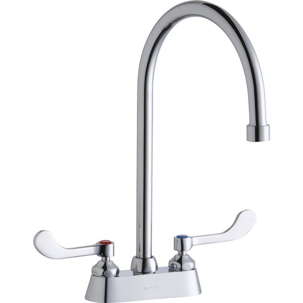Elkay Polished Chrome Two Wristblade Handle Deck Mount Service Faucet 