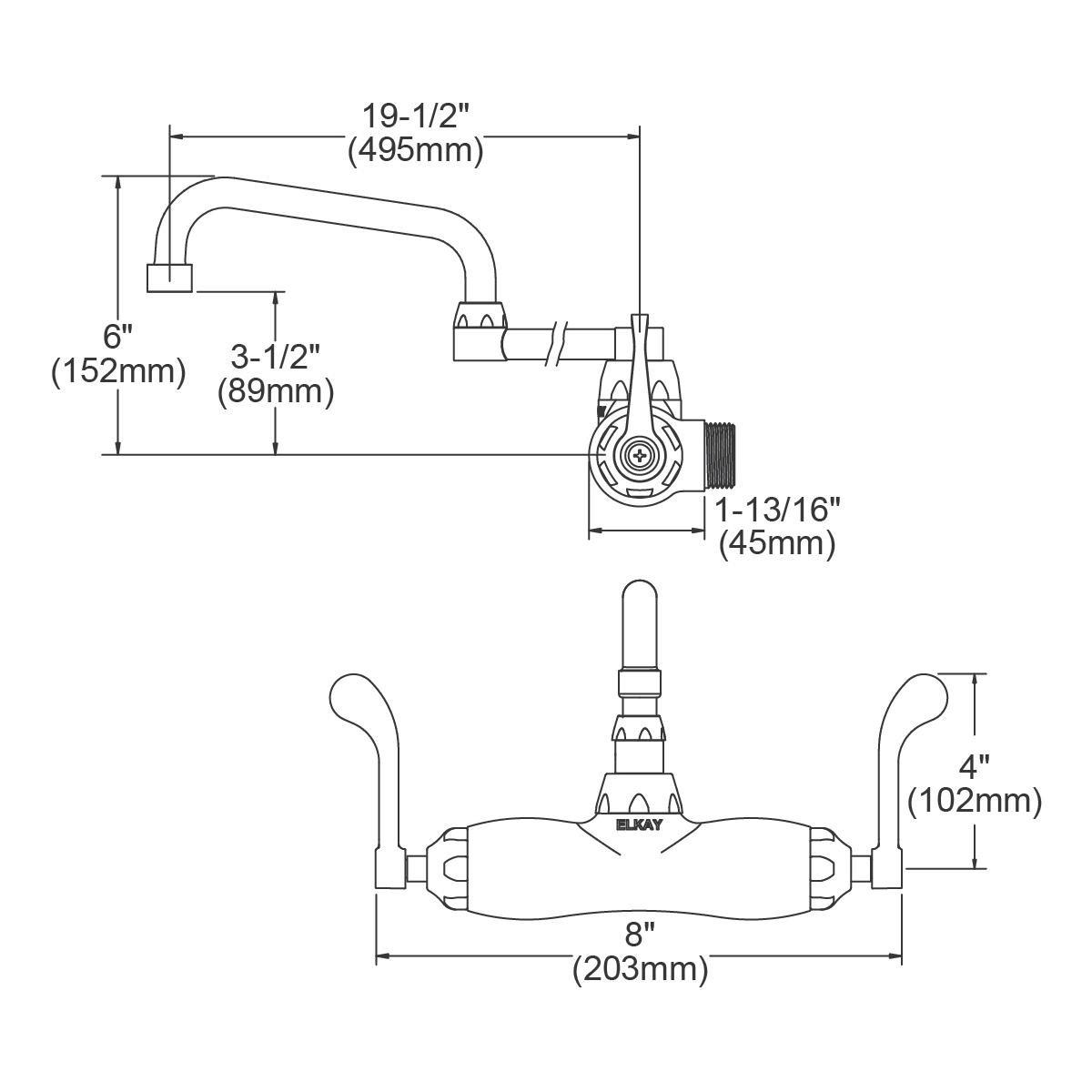 Elkay Polished Chrome Wall Mount Double Swing 