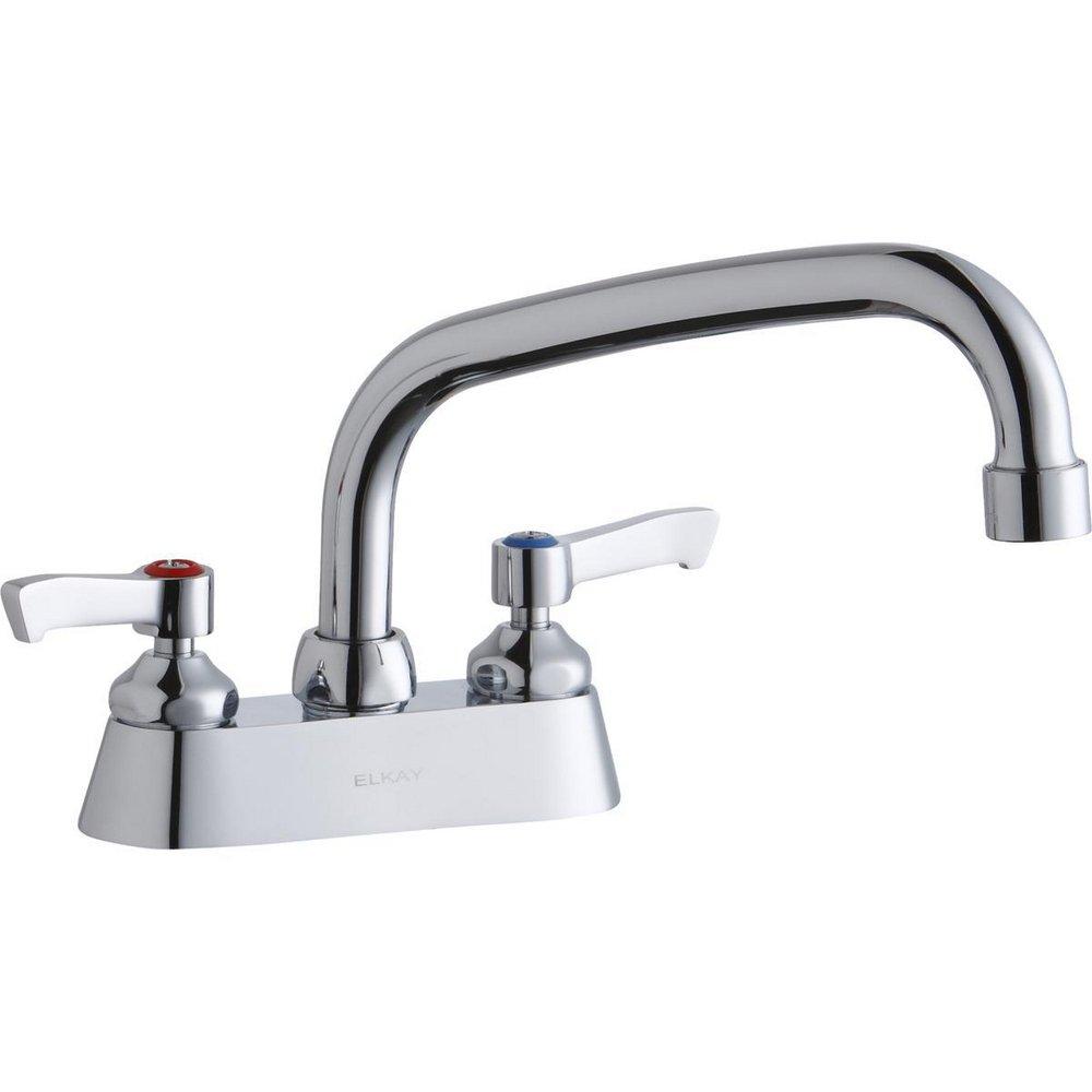 Elkay Chrome 1.5 gpm 2-Hole Deck Mount Centerset Sink Faucet with Double Lever Handle and Arc Spout 