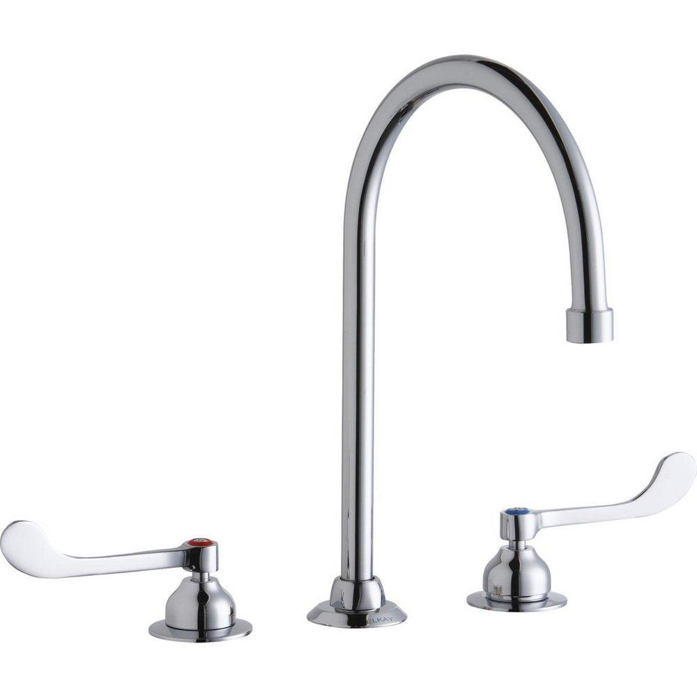 Elkay Chrome 3-Hole Deckmount Food Service Faucet with Double Wristblade Handle 