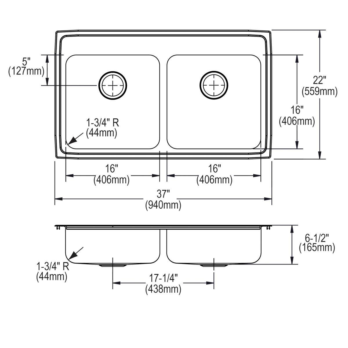 Elkay Lustrous Satin 2-Bowl Kitchen Sink 