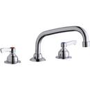 Elkay Polished Chrome 3-Hole Deckmount Food Service Centerset Faucet with Double Lever Handle and Spout Reach 