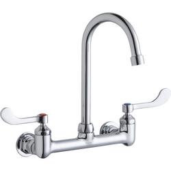 Two Wristblade Handle Wall Mount Service Faucet in Polished Chrome