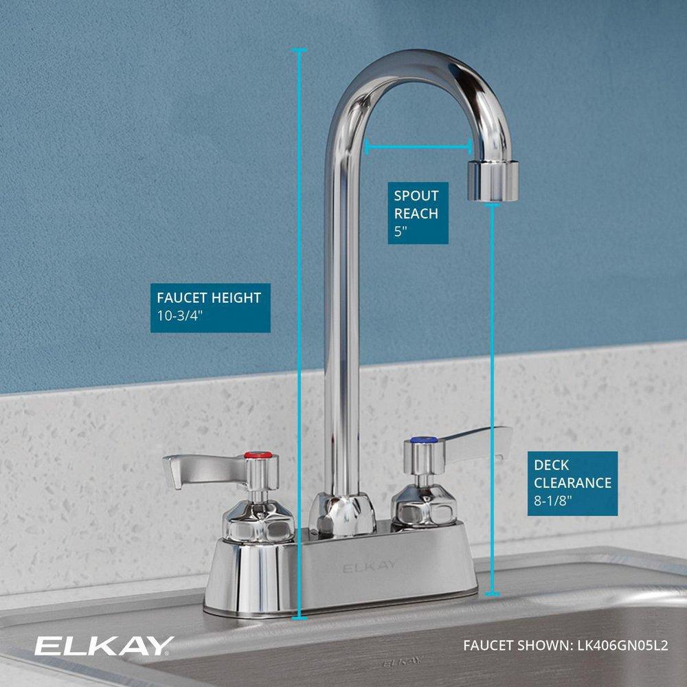 Elkay Polished Chrome Two Lever Handle Deck Mount Service Faucet 