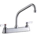 Elkay Chrome 3-Hole Deckmount Food Service Centerset Flexible Faucet with Double Lever Handle and Spout Reach 