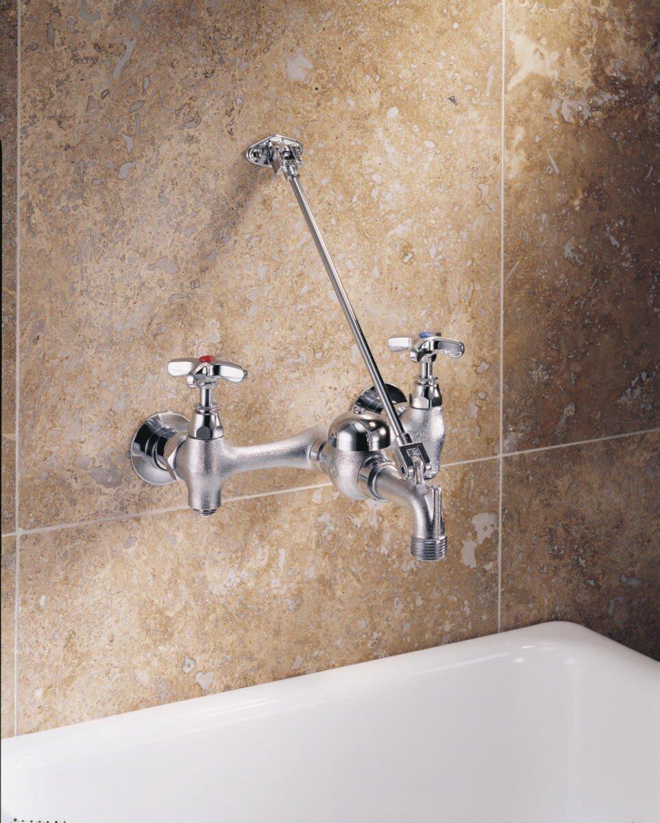 Delta Faucet Rough Chrome Two Handle Cross Wall Mount Service Faucet 