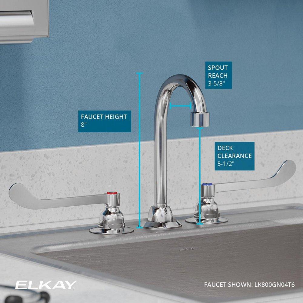 Elkay Chrome Food Service Deckmount Faucet with Double Wristblade Handle 