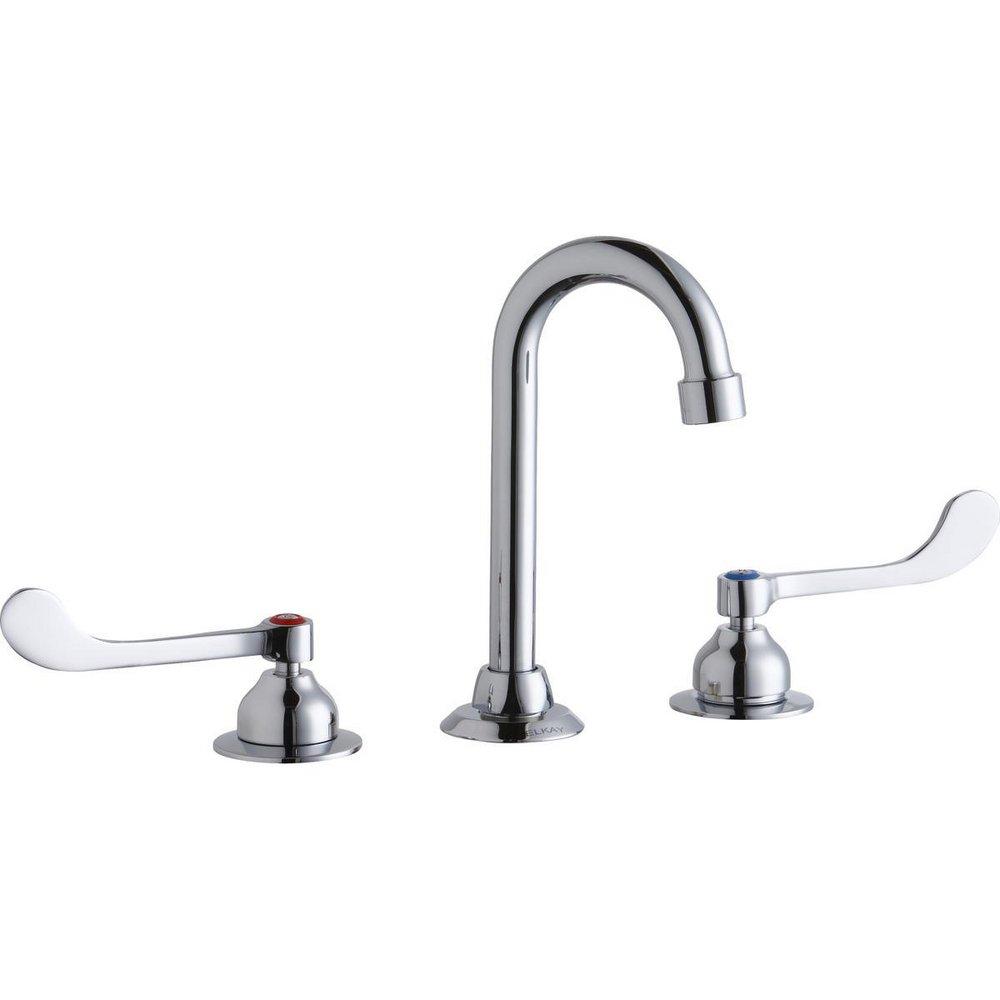 Elkay Chrome Food Service Deckmount Faucet with Double Wristblade Handle 