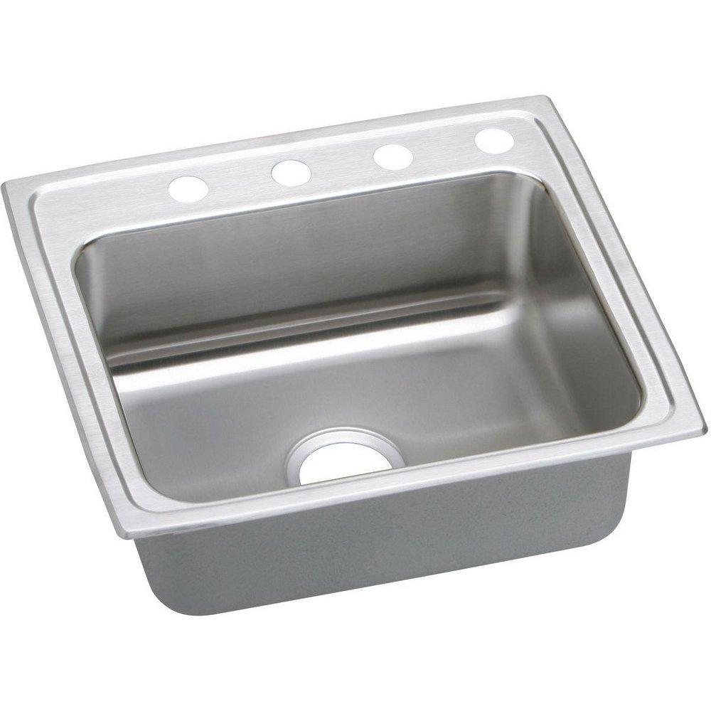 Elkay Lustrous Highlighted Satin 3-Hole 1-Bowl Topmount Kitchen Sink 