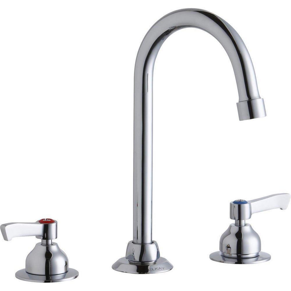 Elkay Chrome Two Handle Lever Deck Mount Service Faucet 