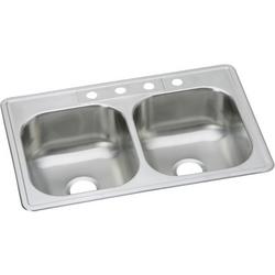 33 in. Drop-in Stainless Steel Double Bowl Kitchen Sink in Elite Satin