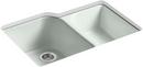 KOHLER Sea Salt&trade; 33 x 22 in. 4 Hole Cast Iron Double Bowl Undermount Kitchen Sink 
