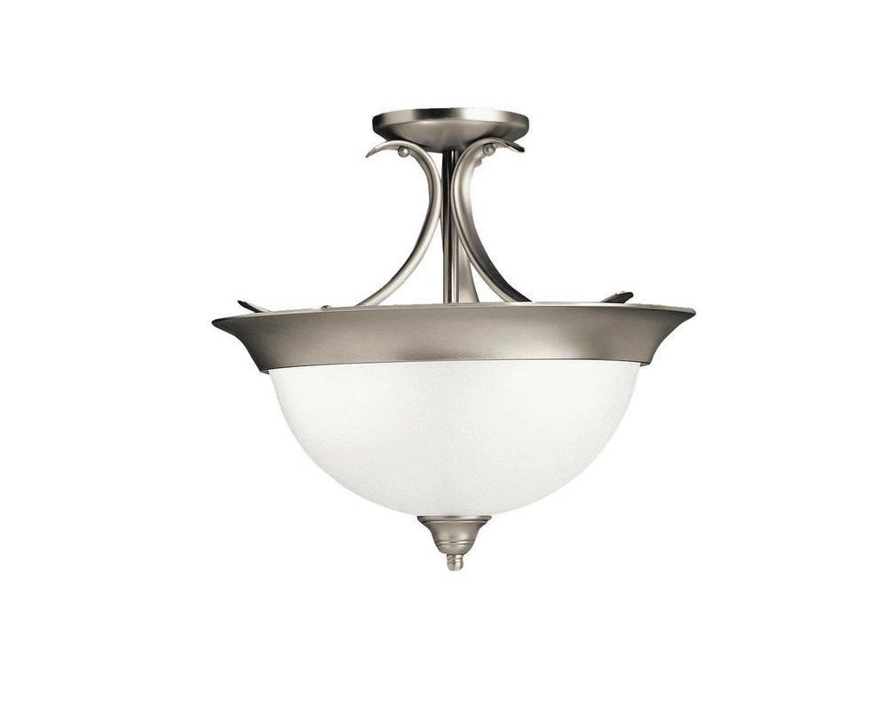 Kichler Lighting Brushed Nickel 14 x 15-1/4 in. 60W 3-Light Medium Semi-Flush Mount Ceiling Fixture 