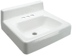 20 in. Wall Mount Rectangular Cast Iron Bathroom Sink in White