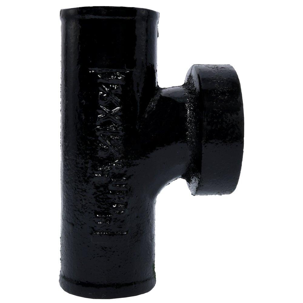 Black Spigot x Spigot x FNPT NH-119 Domestic Cast Iron Sanitary Tee 