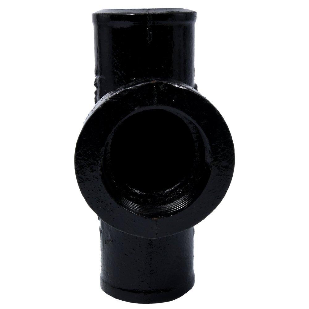 Black Spigot x Spigot x FNPT NH-119 Domestic Cast Iron Sanitary Tee 