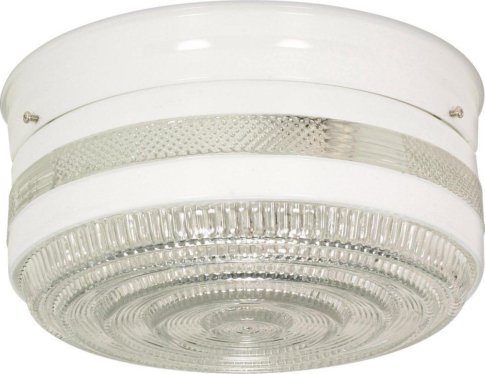 NUVO White 10 in. 2-Light Drum Fixture 