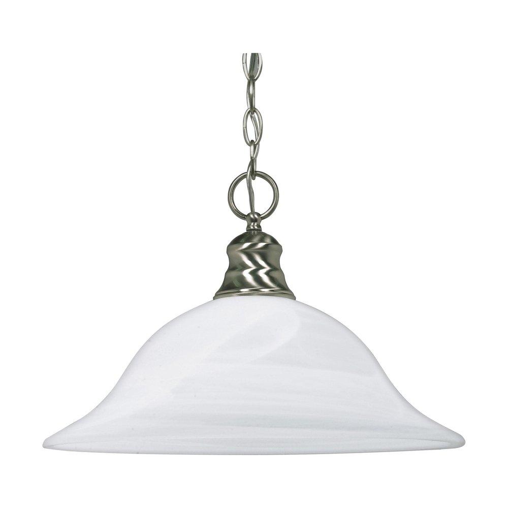 NUVO Brushed Nickel 1 Light 100W 16 in. Alabaster Glass Pendant 