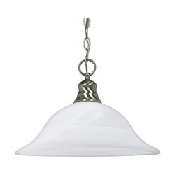 1 Light 100W 16 in. Alabaster Glass Pendant Brushed Nickel