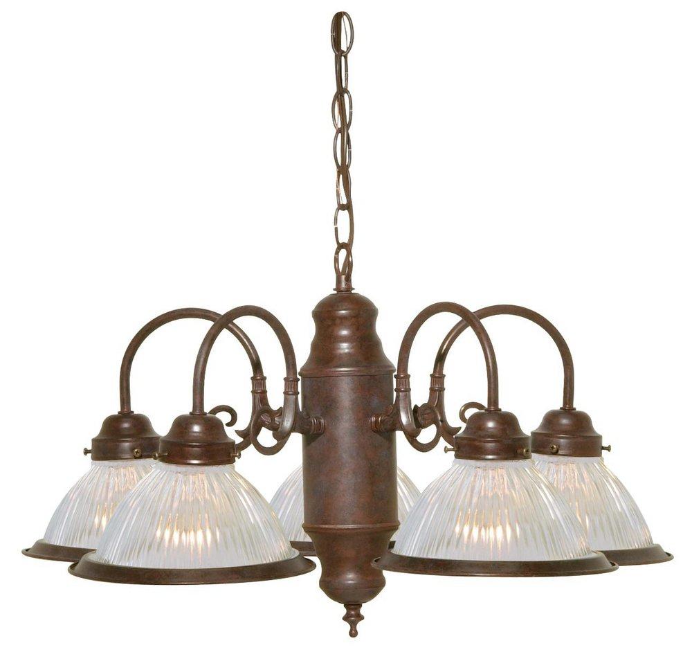 NUVO Old Bronze 60W 5-Light Medium E-26 Incandescent Chandelier with Frosted Ribbed Glass 
