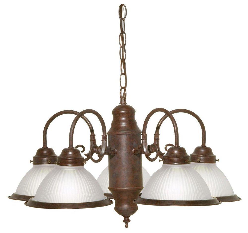 NUVO Old Bronze 60W 5-Light Medium E-26 Incandescent Chandelier with Frosted Ribbed Glass 