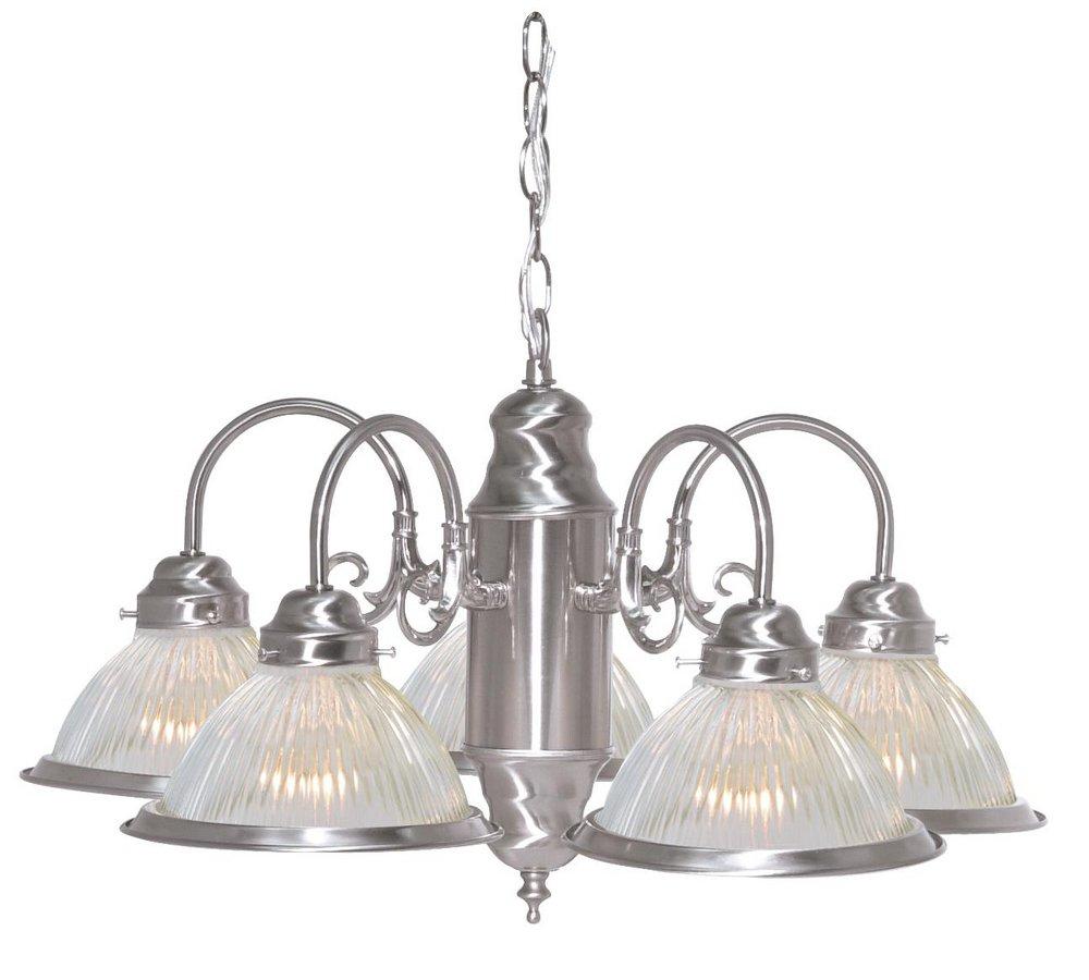 NUVO Brushed Nickel 60W 5-Light Medium E-26 Incandescent Chandelier with Frosted Ribbed Glass 