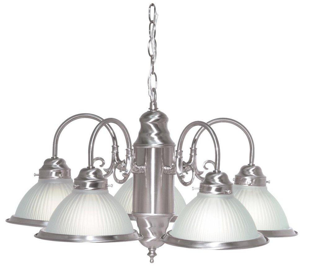 NUVO Brushed Nickel 60W 5-Light Medium E-26 Incandescent Chandelier with Frosted Ribbed Glass 