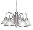 60W 5-Light Medium E-26 Incandescent Chandelier with Frosted Ribbed Glass in Brushed Nickel