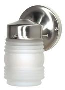 NUVO Brushed Nickel 8-1/2 in. 60W Medium Lantern with Frosted Glass Mason Jar 