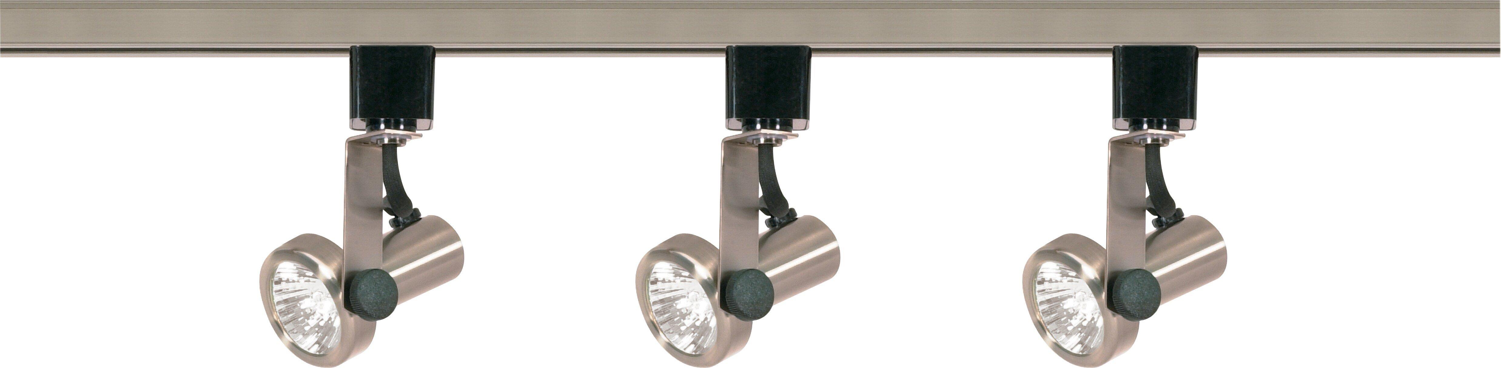 3-Light MR16 Gimbal Ring Track Kit - 4ft Track - Brushed Nickel Finish 