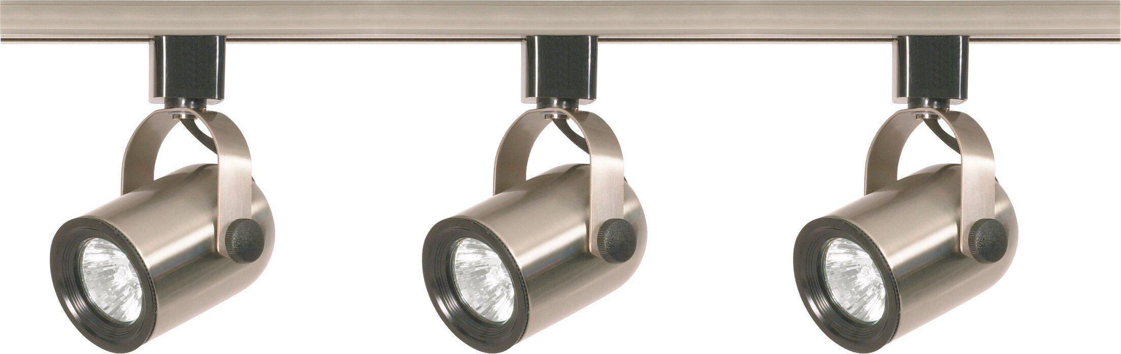 3-Light MR16 Round Back Track Kit - 4ft Track - Brushed Nickel Finish 