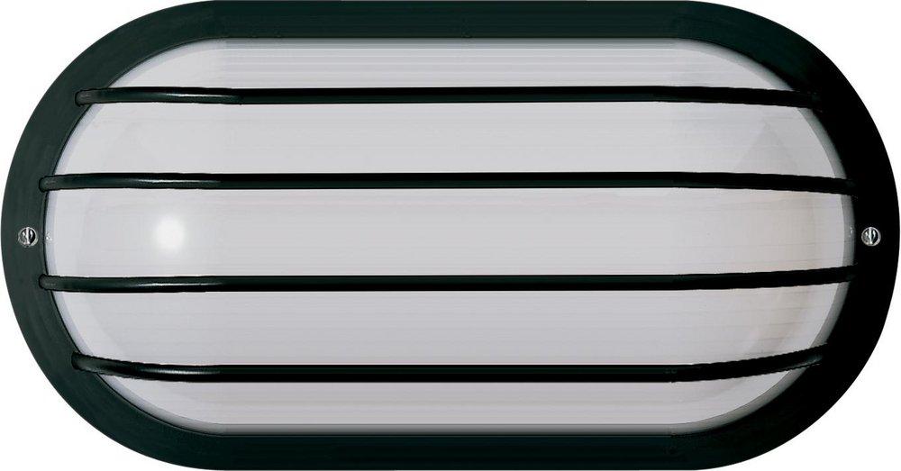 NUVO Black 10 in. 1-Light Oval Cage Outdoor Wall Light 