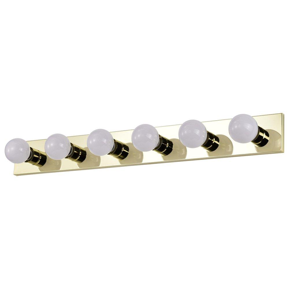 NUVO Polished Brass 100W 6-Light Bathroom Vanity Light 
