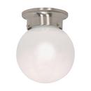 NUVO Brushed Nickel 1 Light 60W A19 Flush Mount Glass Ball Ceiling Fixture 