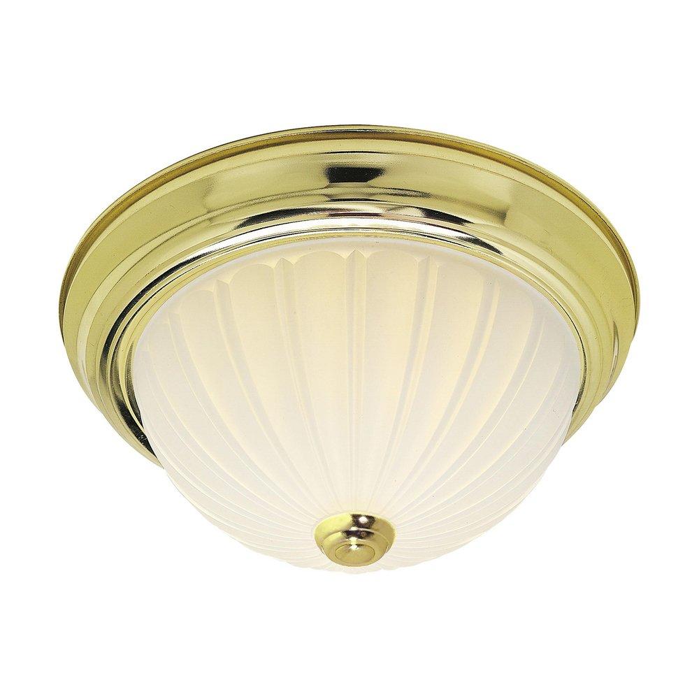 NUVO Polished Brass 60W 2-Light Frosted Melon Flush Mount Ceiling Light 