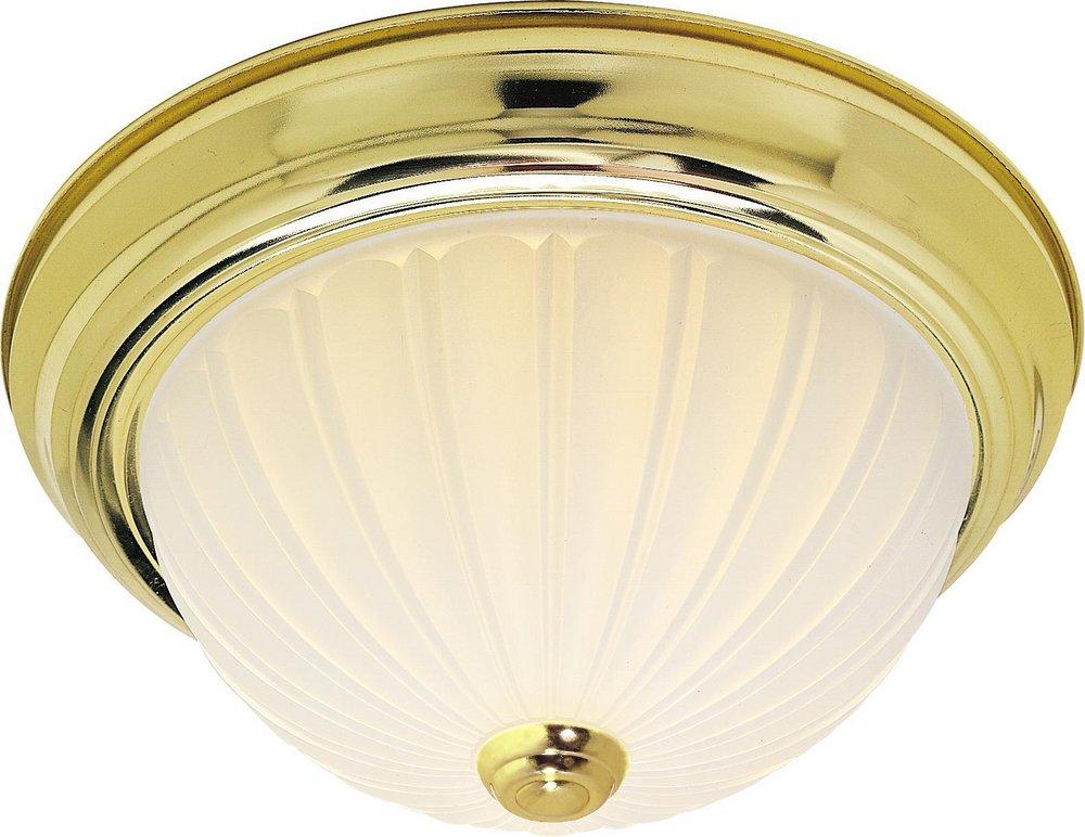 NUVO Polished Brass 60W Medium Base 2-Light Flush Mount Frost Melon 