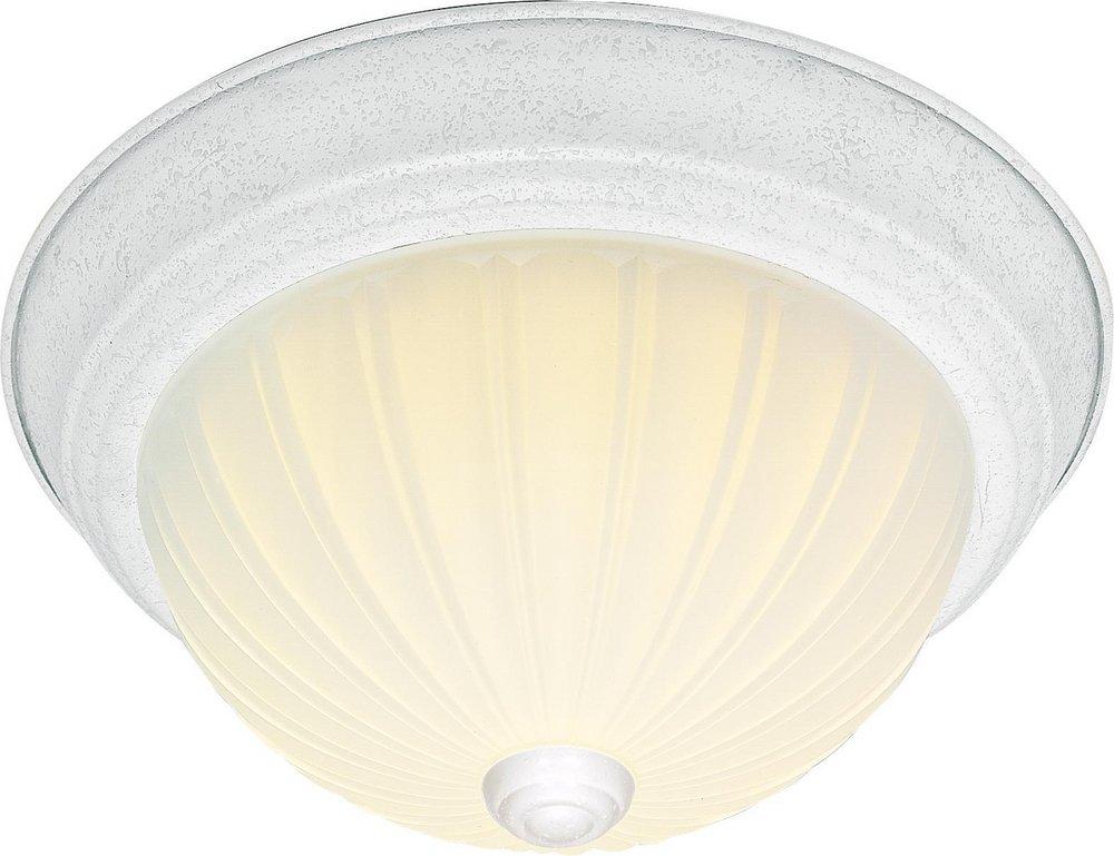 NUVO Textured White 13 in. 2-Light Flush Mount Ceiling Light 