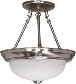 12 x 11-3/8 in. 60 W 2-Light Medium Semi-Flush Mount Ceiling Fixture in Brushed Nickel