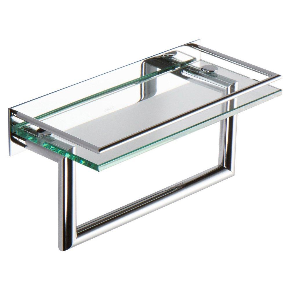 Ginger Polished Chrome 10 in. Brass and Glass Bathroom Shelf 