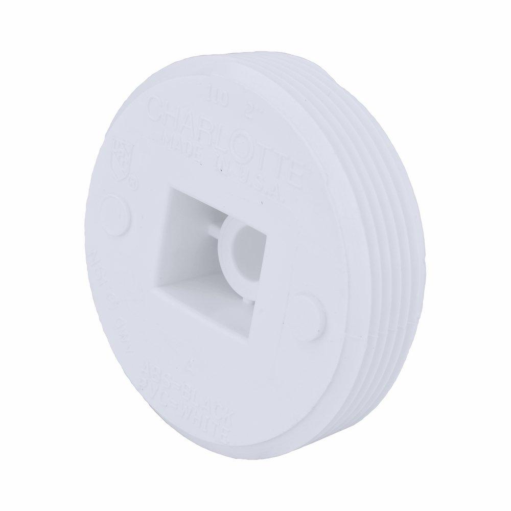 White PVC DWV Flush Cleanout Plug 