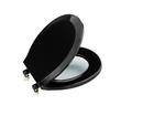 Round Closed Front Toilet Seat with Cover in Black Black