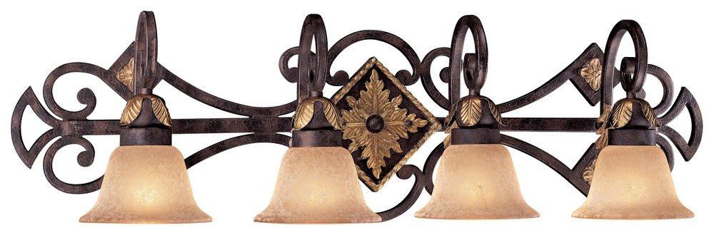 Metropolitan Golden Bronze 37 in. 400W 4-Light Medium E-26 Vanity Fixture with Salon Scavo Glass 